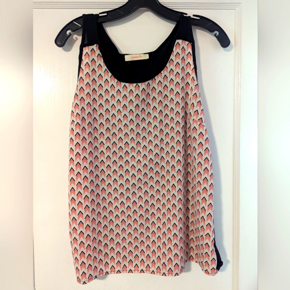 Pomelo Black And Red Chevron Tank